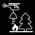 Helicopter, forest, fire in the forest line icon. vector illustration isolated on black. outline style design, designed Royalty Free Stock Photo