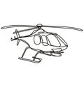 Helicopter in Full Flight Continuous Line Drawing
