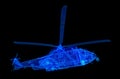 Helicopter. Glow particles formation helicopter on a black background Royalty Free Stock Photo