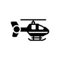 Black solid icon for Helicopter, aviation and aircraft