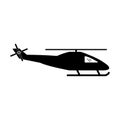 Helicopter Icon. Clip Art Pictogram Depicting a Black and White Helicopter Chopper. EPS Vector