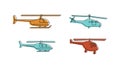 Helicopter icon set, color outline style