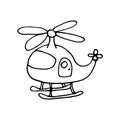 Helicopter icon, sticker. sketch hand drawn doodle. minimalism monochrome. air Transport