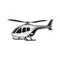 Helicopter Illustration Single Isolated Rotorcraft Black and White Drawing Design Royalty Free Stock Photo