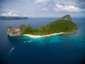 Helicopter Island and Beach in El Nido, Palawan, Philippines. Tour C route and Sightseeing Place. Royalty Free Stock Photo
