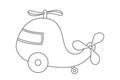 Helicopter kid boy Toy. Vector illustration of cute Vehicle with propeller. Drawing of baby jet in outline style in