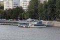 Moscow, Russia - August 22, 2018: A helicopter landed on a landing stage