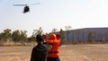 Helicopter Landing on the airstrip