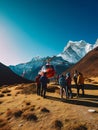 Helicopter landing on hill. Rescue mountain operation. Generative AI Royalty Free Stock Photo