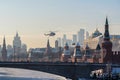 The helicopter landing on territory of the Moscow Kremlin