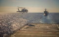 Helicopter landing on warship Royalty Free Stock Photo