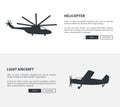 Helicopter and Light Aircraft Set of Black Banners