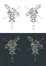 Helicopter main rotor isometric blueprints