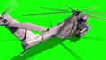 Helicopter MH-53M Pave Low Takes off Back Green Screen 3D Rendering