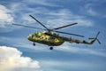 Helicopter Mi-8 of Ukrainian National Guard with servicemen during the tactical-special drills