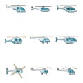 Helicopter military icons set vector color Royalty Free Stock Photo