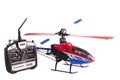 Helicopter model and radio remote control set Royalty Free Stock Photo