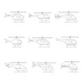 Helicopter outline simple icon set. Clean design.