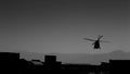 Helicopter over afghan base