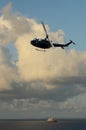 Helicopter over water Royalty Free Stock Photo