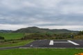 Helicopter pad on Altai mountains Royalty Free Stock Photo