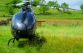 Helicopter parked on field