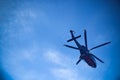 Helicopter parking landing on offshore platform, Helicopter transfer crews or passenger to work in offshore oil and gas industry Royalty Free Stock Photo