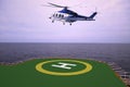 Helicopter parking landing on offshore platform, Helicopter transfer crews or passenger to work in offshore oil and gas industry