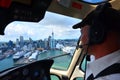 Helicopter pilot fly over Auckland financial center New Zealand