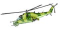 Helicopter PNG Transparent background,Mi 24 with green forest camo body color