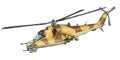 Helicopter PNG Transparent background,Mi 24 with green desert camo body color