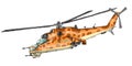 Helicopter PNG Transparent background,Mi 24 with leopard camo body color
