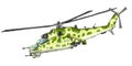 Helicopter PNG Transparent background,Mi 24 with swamp camo body color