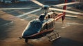 Helicopter Preparing for Takeoff on Airport Runway Royalty Free Stock Photo