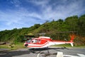 Red Helicopter at a heliport Royalty Free Stock Photo