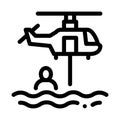 Helicopter rescue on sea icon vector outline illustration