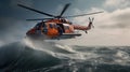 Helicopter rescue at sea Royalty Free Stock Photo