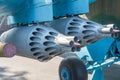 Helicopter rocket launchers mounted on attack helicopter. attack helicopter weapons, Hydra rocket launcher and Hellfire Royalty Free Stock Photo