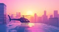 Helicopter on rooftop at dawn Royalty Free Stock Photo