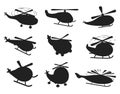 Helicopter of set silhouette Royalty Free Stock Photo