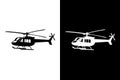 Helicopter Silhouette Illustration - Black and White Royalty Free Stock Photo