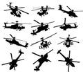 Helicopter silhouettes set Royalty Free Stock Photo