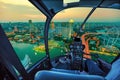 Helicopter on Singapore twilight