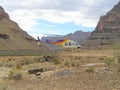 Helicopter take off from base of the Grand Canyon