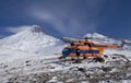 Helicopter with tourists on the volcano