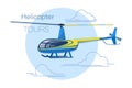 Helicopter tours. Helicopter Aircraft. Flat style. Emblem. Concept for business, active tourism, air travel.