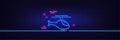 Helicopter transport line icon. Flight transportation sign. Neon light glow effect. Vector