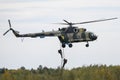 Helicopter of Ukrainian National Guard with servicemen during the tactical-special drills