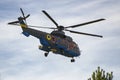 Helicopter of Ukrainian National Guard with servicemen during the tactical-special drills .
