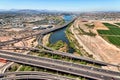 Helicopter View from above a freeway interchange Royalty Free Stock Photo